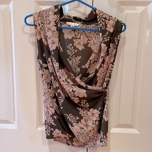 CAbi floral blouse pink and gray